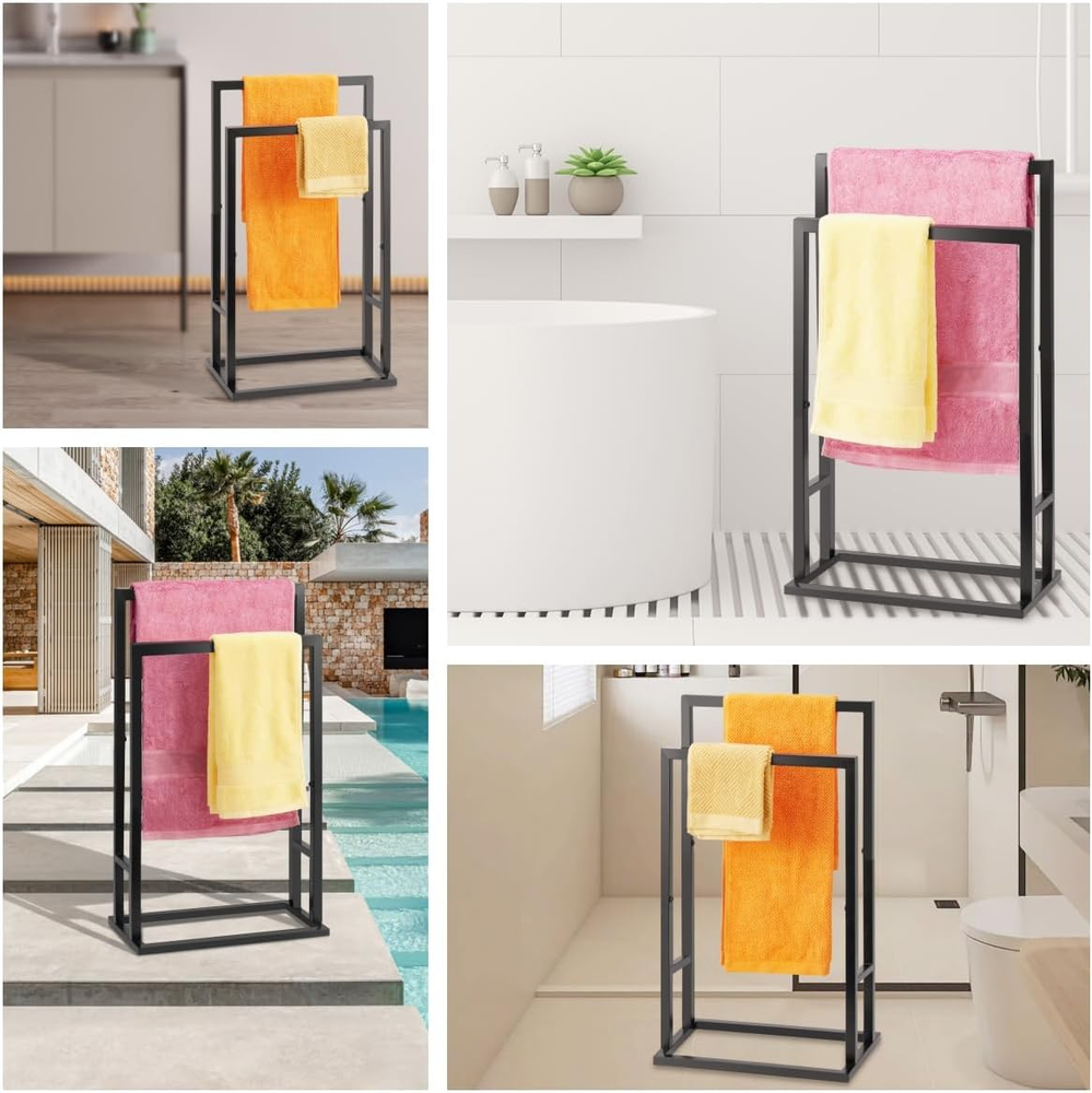 Freestanding Towel/Blanket Rack,2 Tier Stainless Steel Towel Rack for Bathroom,E