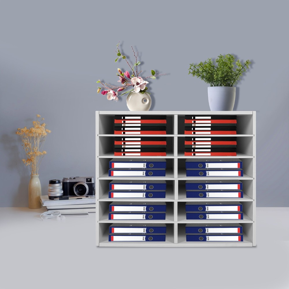 12 Compartments Literature Organizer File Sorter Paper Storage Holder Office