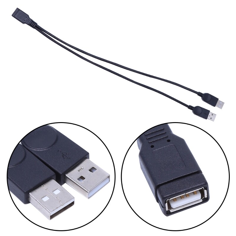 USB 2.0 Type A 1 Female to 2 Male Y-Splitter Sync & Charging Cable