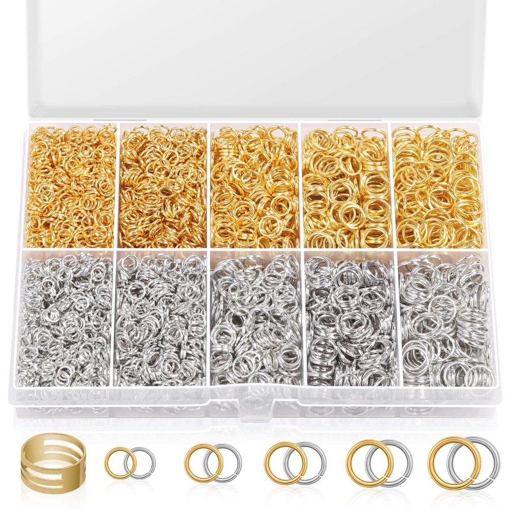 4600Pcs Silver & Gold Jump Rings Kit with Jewelry Making Tools