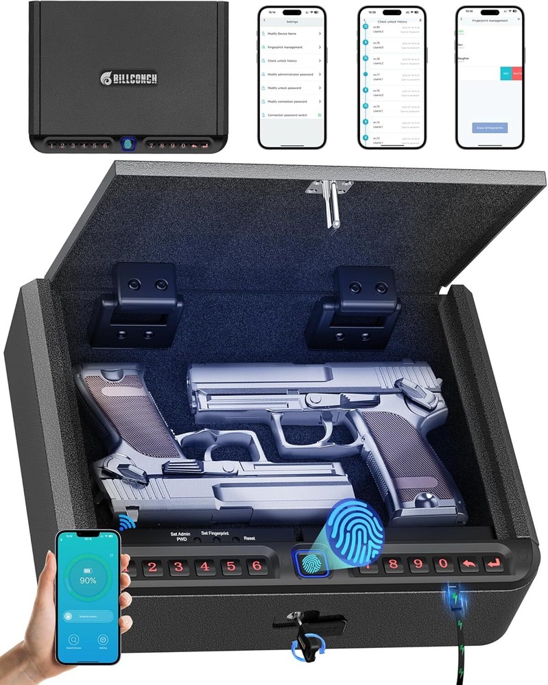 Gun Safe for Handgun - Biometric Gun Safe 4 Ways Quick Access
