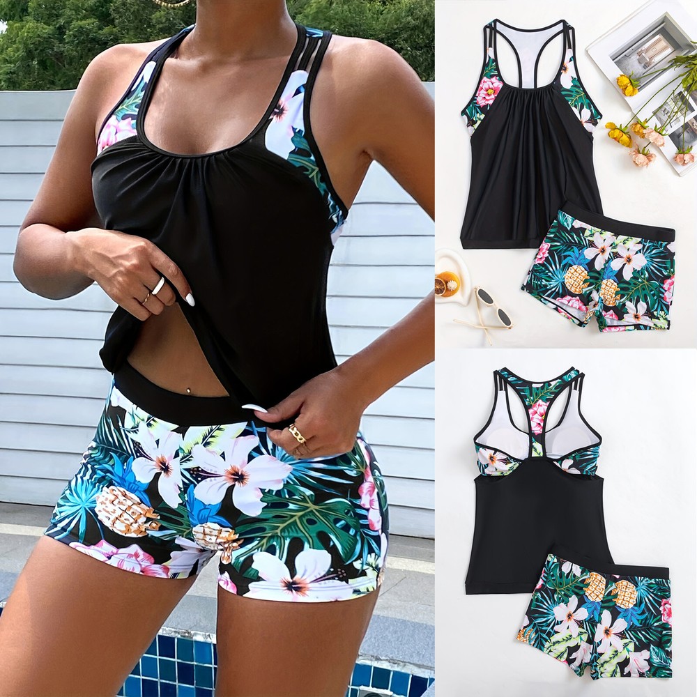Tankini With Shorts Swimsuits For Women Two Piece Fast Dry Swimming Beachwear