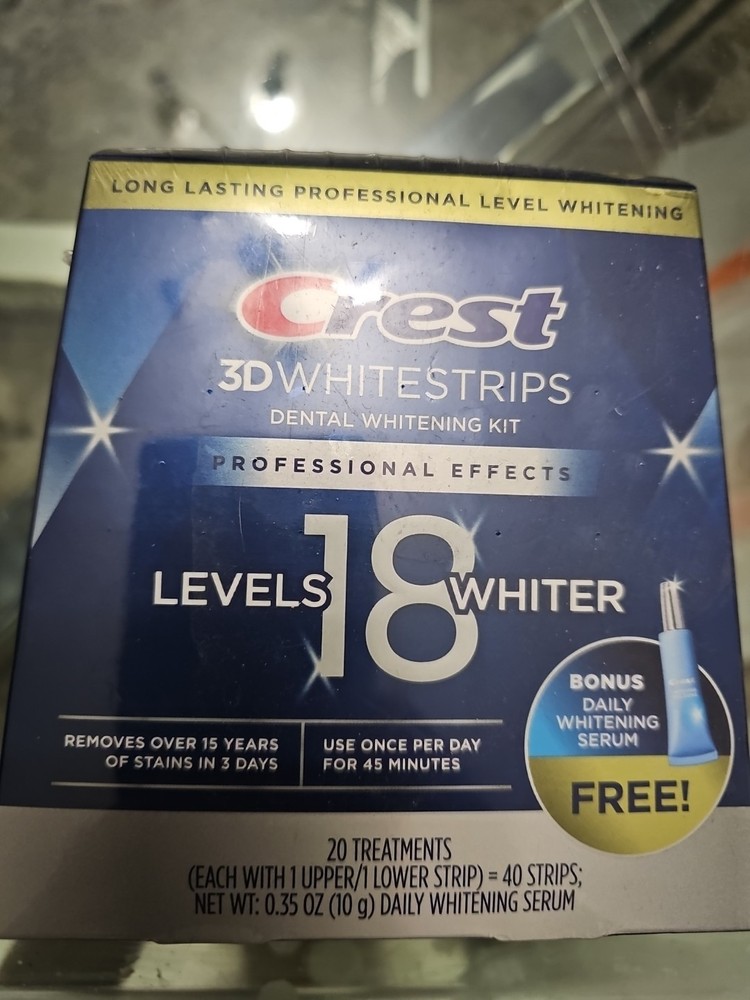Crest3DWhitestrips Professional Effective Levels 18 Whiter 20 Treatments Exp4/25