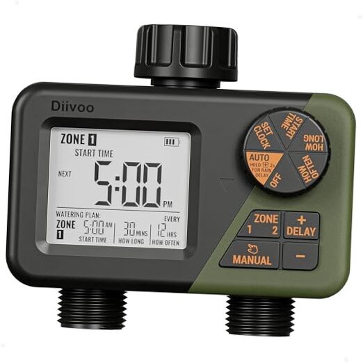 Smart 2-Zone Garden Hose Sprinkler Timer with Programmable Watering