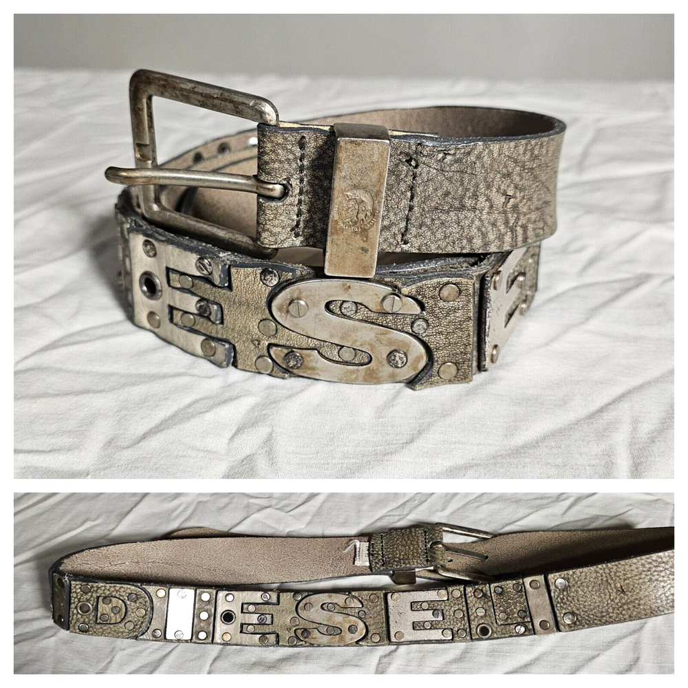 Diesel Belt Leather  Distressed Studded size 95 cm/38 inch