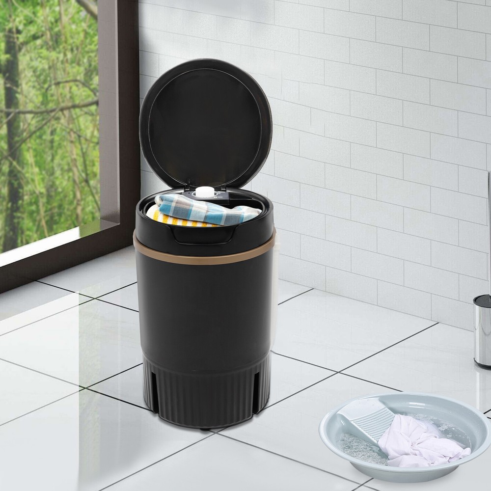 Mini Portable Washing Machine with Drainage Basket - Multi-Functional Black Washer