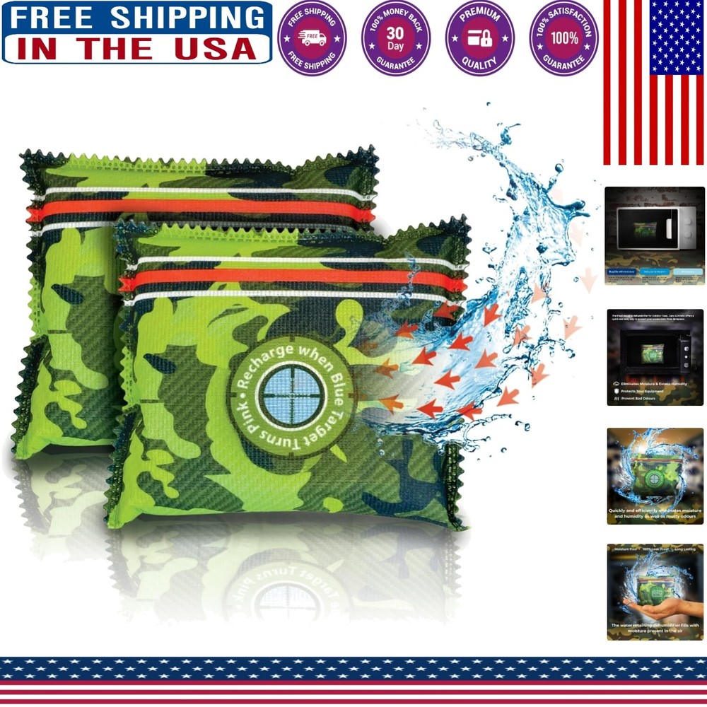 Portable Camouflage Dehumidifier Bags - 2-Pack for 300 Cu Ft Moisture Control