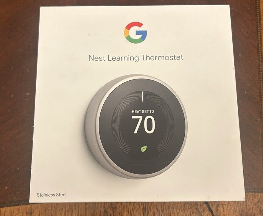 Google Nest Learning Thermostat Stainless Steel (Open Box) Never Used!