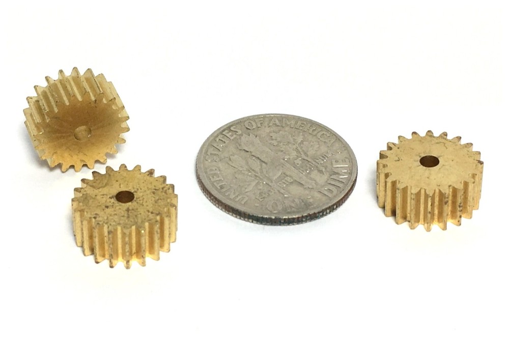 3pc TRADESHIP Japan 1/24 1/32 Slot Car 20T BRASS PINION GEAR .078 Axle Size Mint