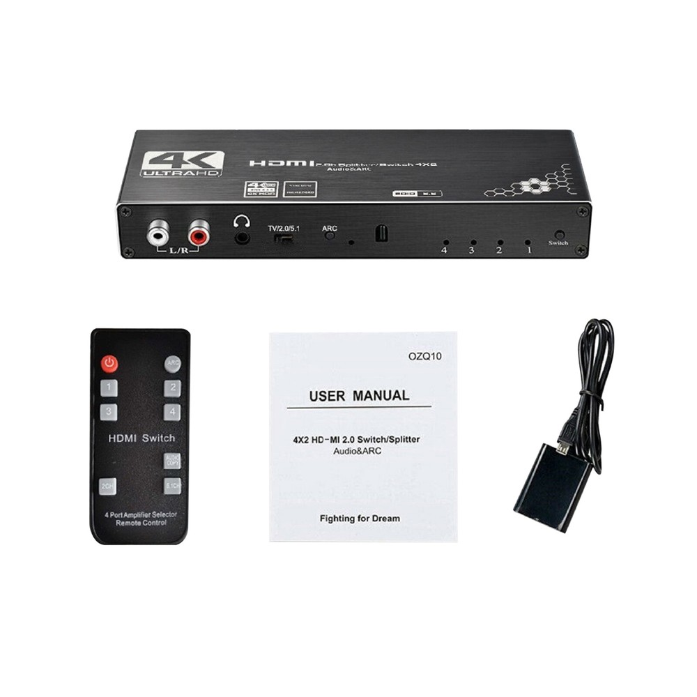 4K@60Hz HDMI Switch with ARC Support for 1080P & 4K Devices