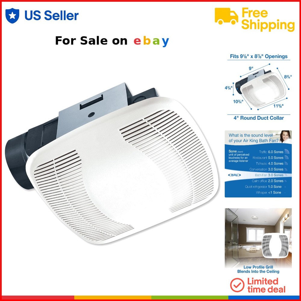 90 CFM White Plastic Ceiling Exhaust Fan for Quiet Snap-In Ventilation