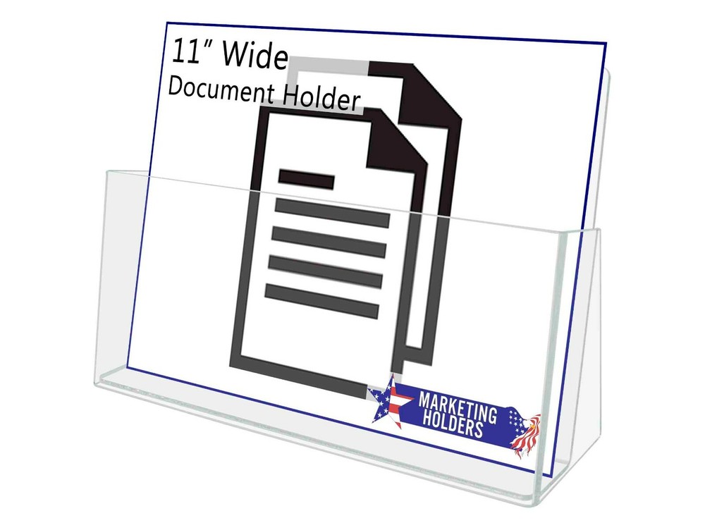 Catalog Magazine Literature Holder Slant Back Countertop Stand 11”W