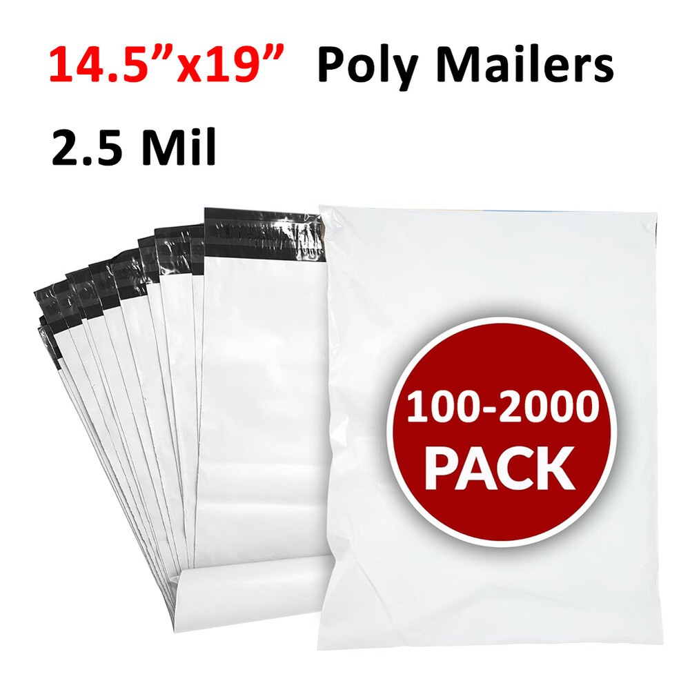 14.5x19 Poly Mailers Shipping Mailing Bags Plastic Envelopes Self Sealing 2.5Mil