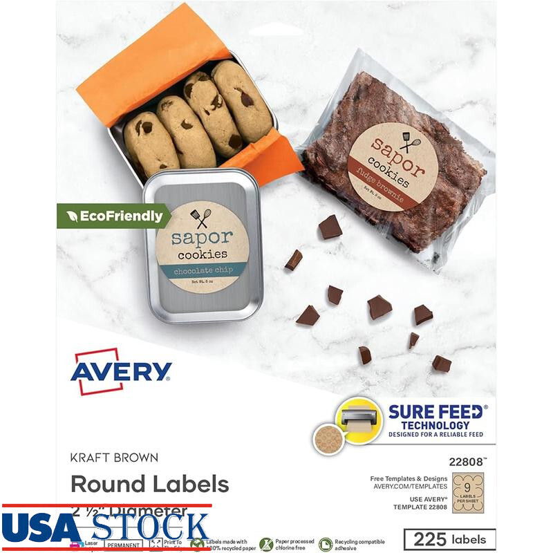 Custom Round Labels Printable Sticker Adhesive Gifts Products 1125 Pack 2.5 in