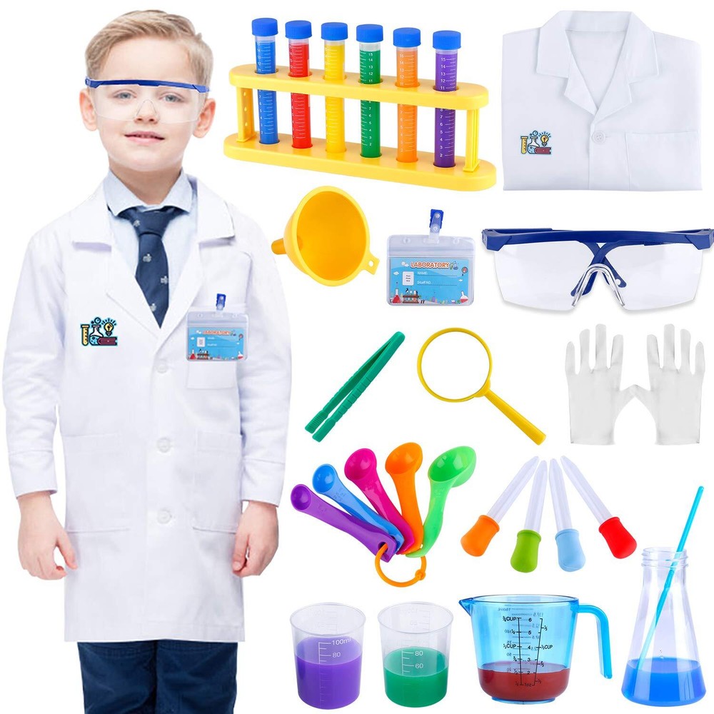 Science Experiment Kit with Lab Coat Scientist Costume Dress Up and Role Play...