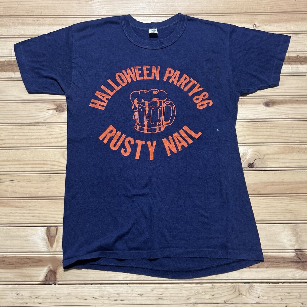 Vintage 1986 Rusty Nail Halloween Party Beer Glass Bar Band Shirt Size Large