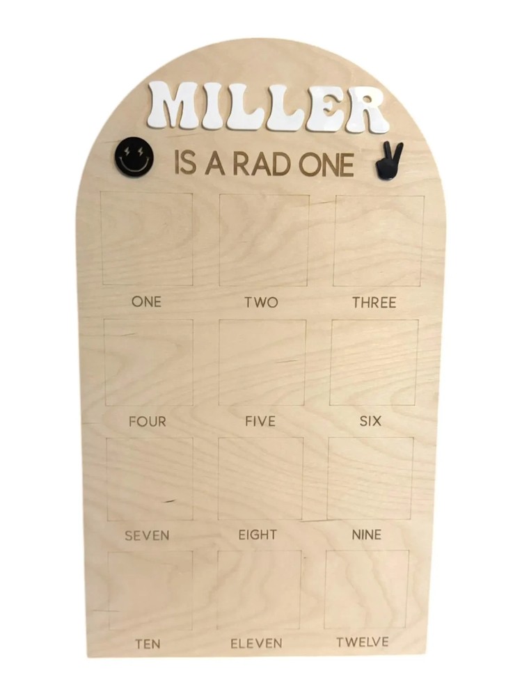 Custom 1st Birthday Photo Board - Rad Dude Lightning Theme-image