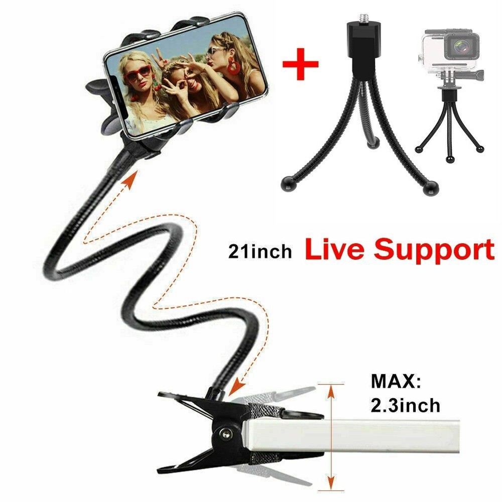21 inch Flexible Webcam Stand Gooseneck Mount Stand + Mini Tripod For Cell Phone
