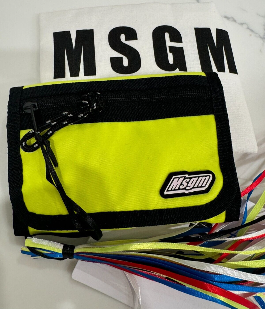 MSGM Unisex Technical Weave Neon Wallet Yellow Black With Strap