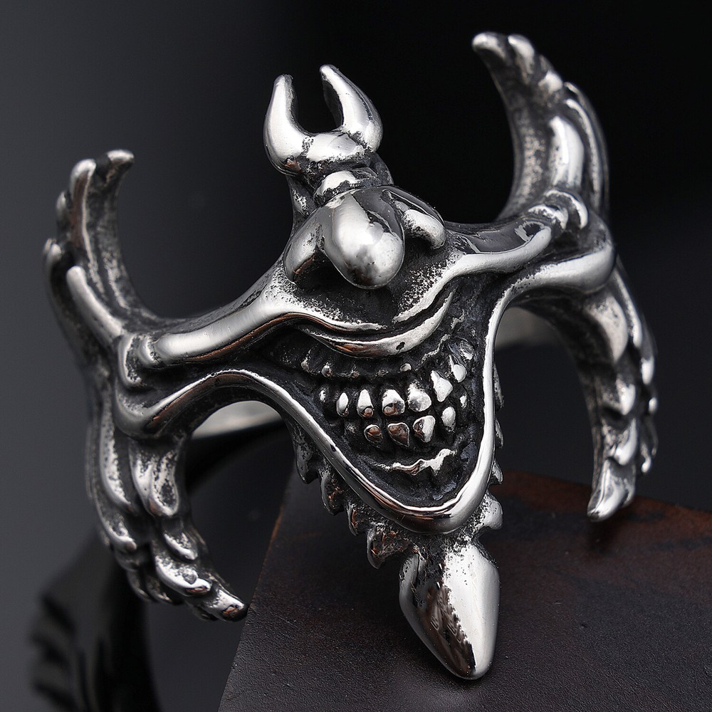 Punk Biker Jewelry Stainless Steel Vintage Movie Star Joker Skull Rings Size 7-1