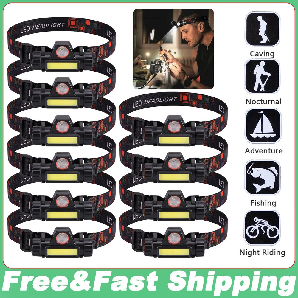 USB Rechargeable Waterproof LED Headlamp Headlight Head Light Flashlight LOT