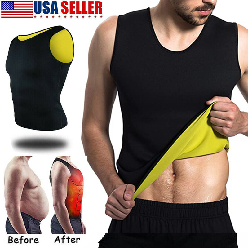 Men's Fast Sweat Neoprene Sauna Vest Sweat Body Shaper Slimming Fat Burner S-5XL