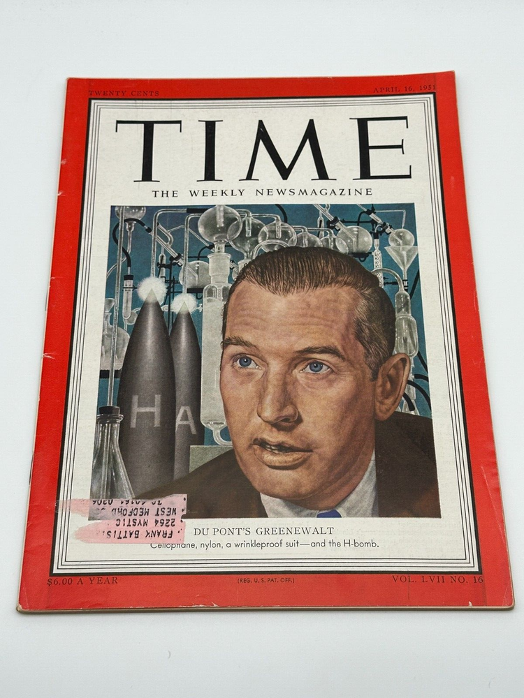 Vintage Time Magazine Du Pont Cover Collectible Issue 1956