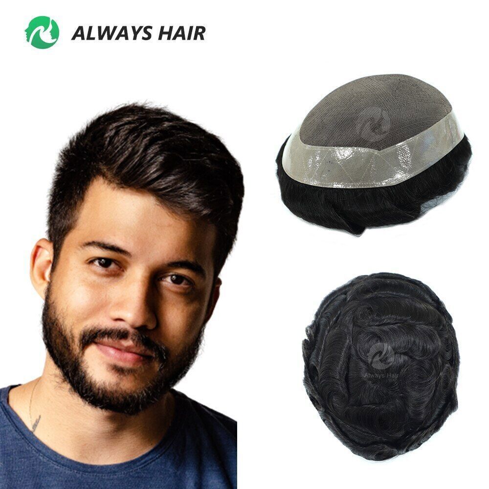 Durable 6 Inch Indian Human Hair Toupee for Men - Natural Mono Fine Hair Prosthesis