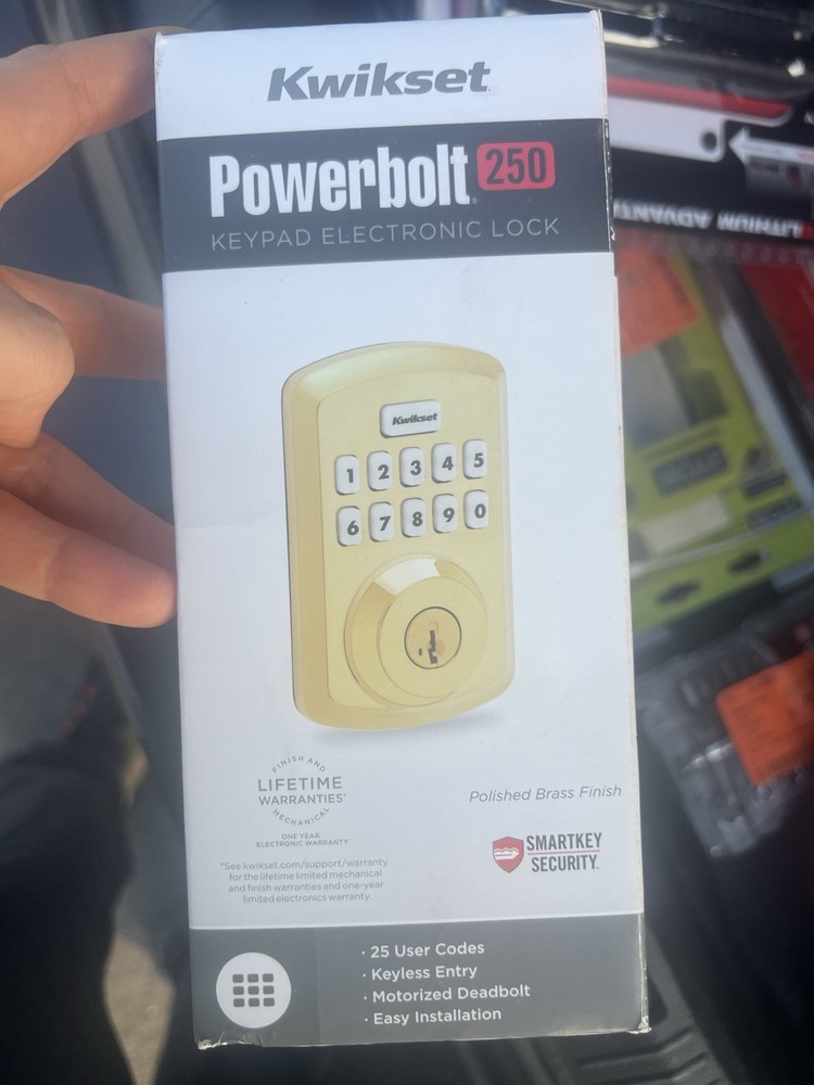 Kwikset Powerbolt 250 Keypad Electronic Deadbolt in Polished Brass 992500001