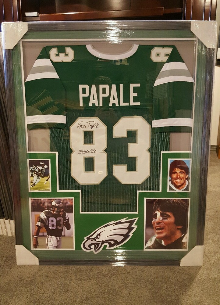 VINCE PAPALE AUTOGRAPHED PHILADELPHIA EAGLES JERSEY FRAMED.. JSA  COA-image