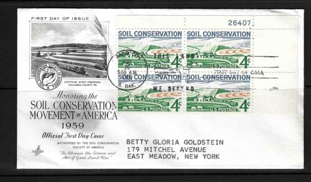 USA SC # 1133 Soil Conservation FDC . Artcraft Cachet