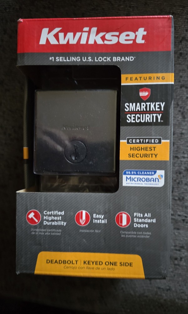 Kwikset Downtown Low Profile Matte Black Deadbolt with SmartKey Security