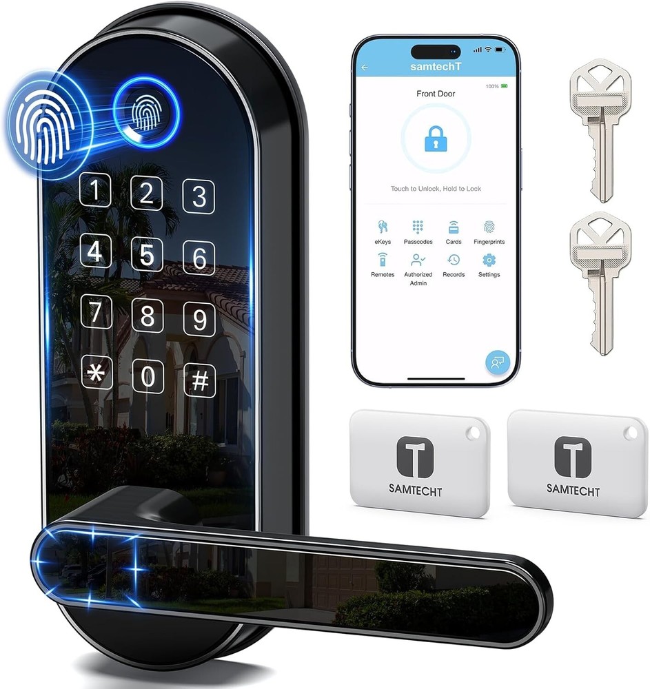 Biometric Keypad Smart Lock - Voice Control & Auto-Lock for Ultimate Security-image
