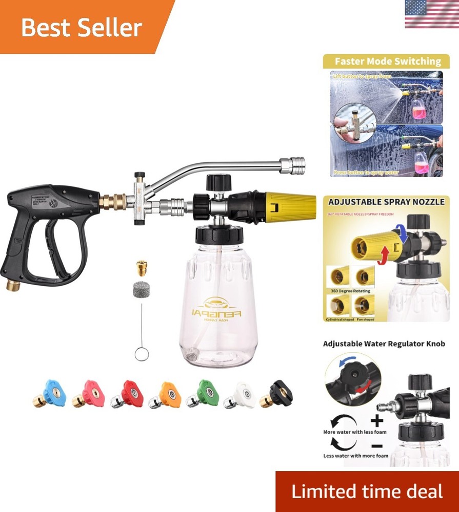 Pressure Washer Foam Cannon Gun Kit with Dual Connector Accessory, Car Wash F...