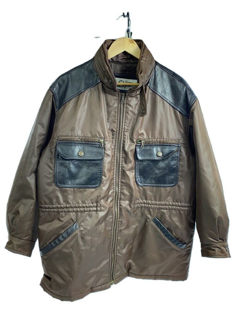 Men's Brown Leather Blouson Jacket Size 48 BRW2296