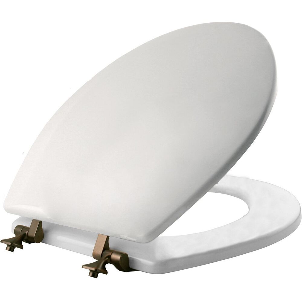 MAYFAIR 44ORA 000 Toilet Seat with Oil Rubbed Bronze Hinges will Never Come L...