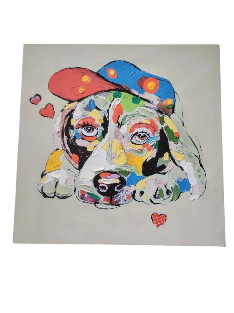 Colorful Dog Wall Art With Hat Modern Wall Decor 14