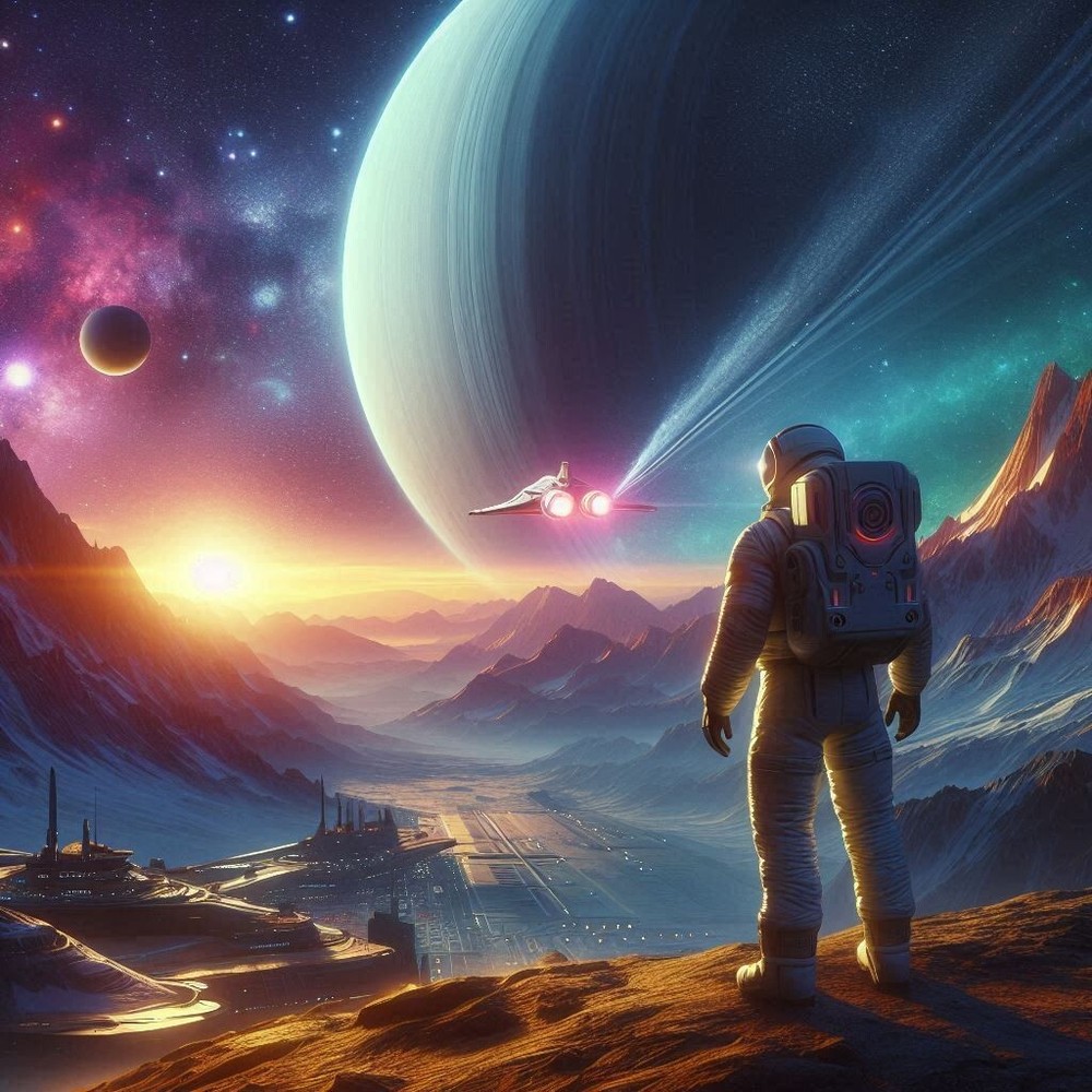 AI Art Space Astronaut Digital Wallpaper Background Stars 4K-image