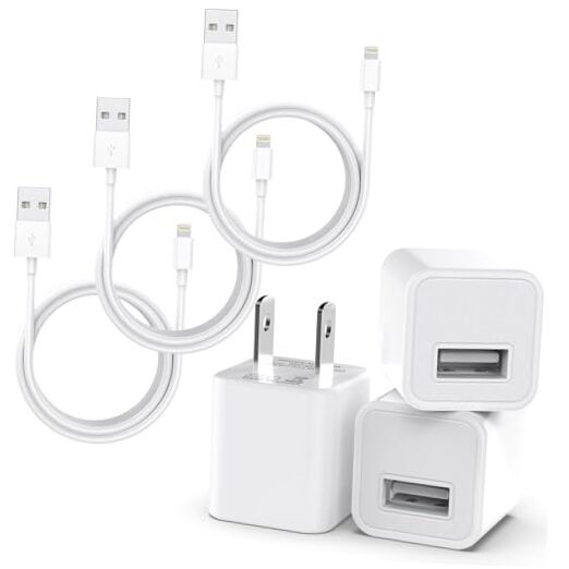 3-Pack MFi Certified iPhone Charger Cable in White