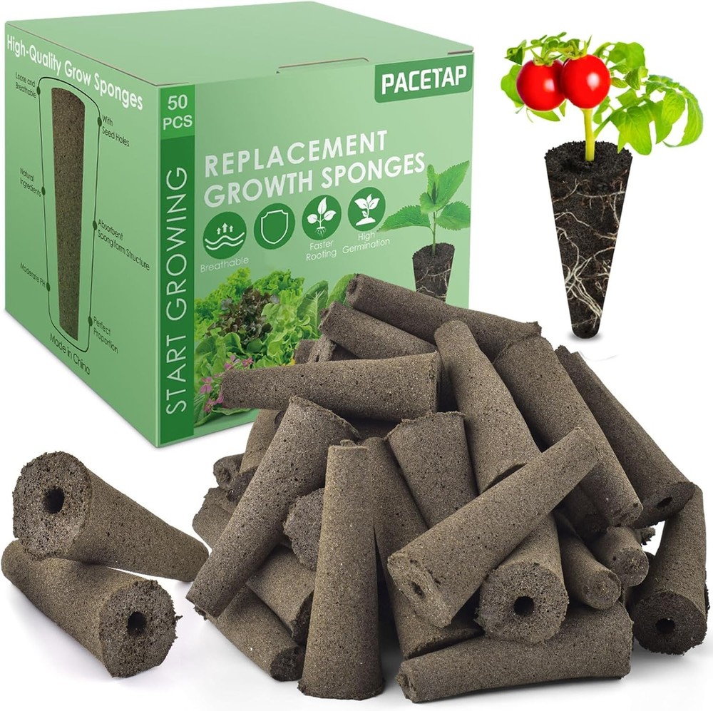 50 Pack PACETAP Grow Sponges – Seed Pod Replacements for Root Growth