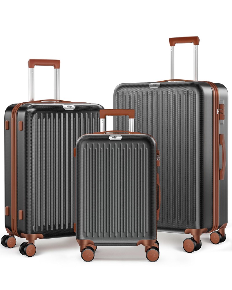 3 Piece Luggage Sets Expandable, Hardshell Travel Suitcase with Double Spinne...