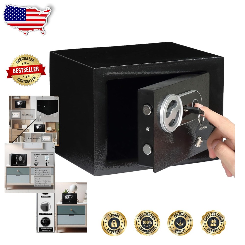Compact Biometric Steel Safe - Multi-User Access & Secure 0.2CF Storage-image