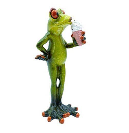 VVGIFTS Frog Figurines Decor Funny Cute Craft Resin Frog Frog Eat Ice Cream