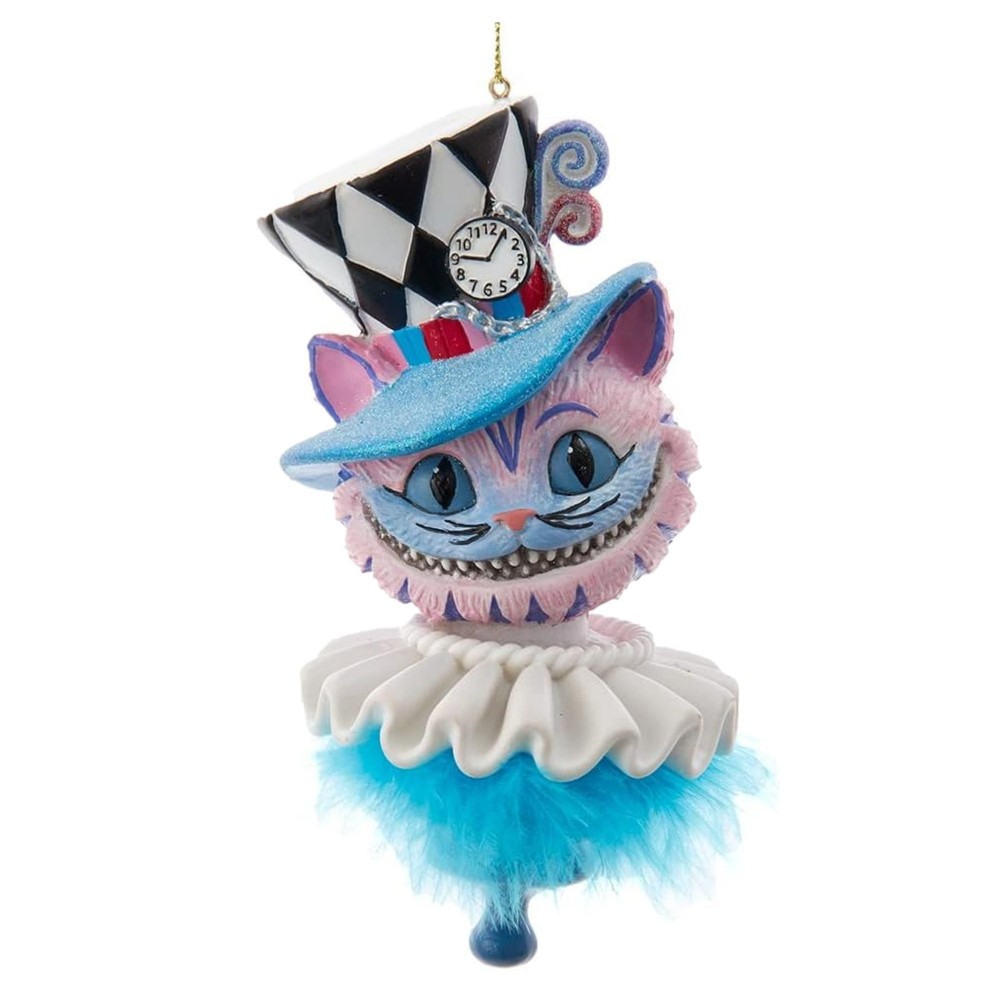 Kurt Adler Wooden Ornament for Christmas Tree, Cheshire Cat Hat