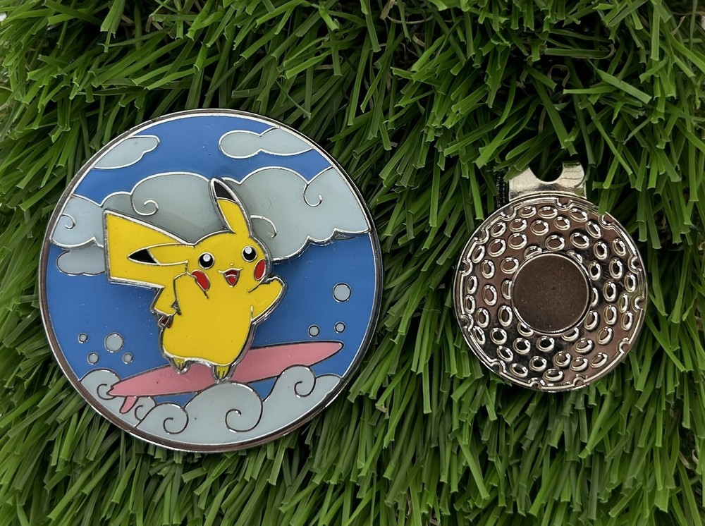 Custom Handmade Pokemon Surfing Flying Pikachu Pin Golf Marker Hat Or Belt Clip