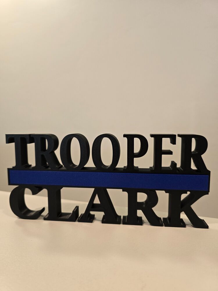 Made to Order - Thin Blue Line Police Desk Name Plate - Custom Rank and Name