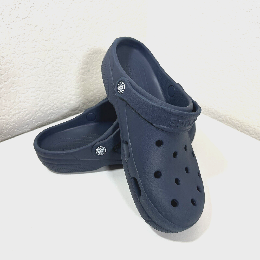 Crocs Classic Clogs Navy Blue Unisex Christmas Hanukkah {Womens 10 / Mens 8} EUC
