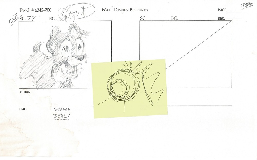 LADY and the TRAMP 2 Disney Production SB Drawing Animators Estate 2001 ws58