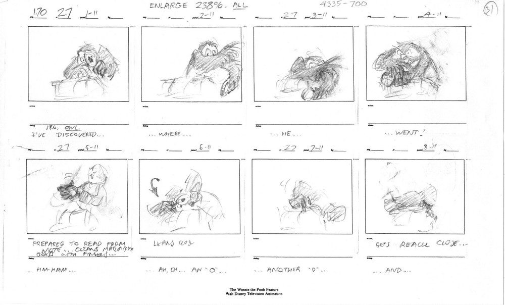 Winnie the Pooh Grand Adventure Disney Production Original SB Drawings 1997 472