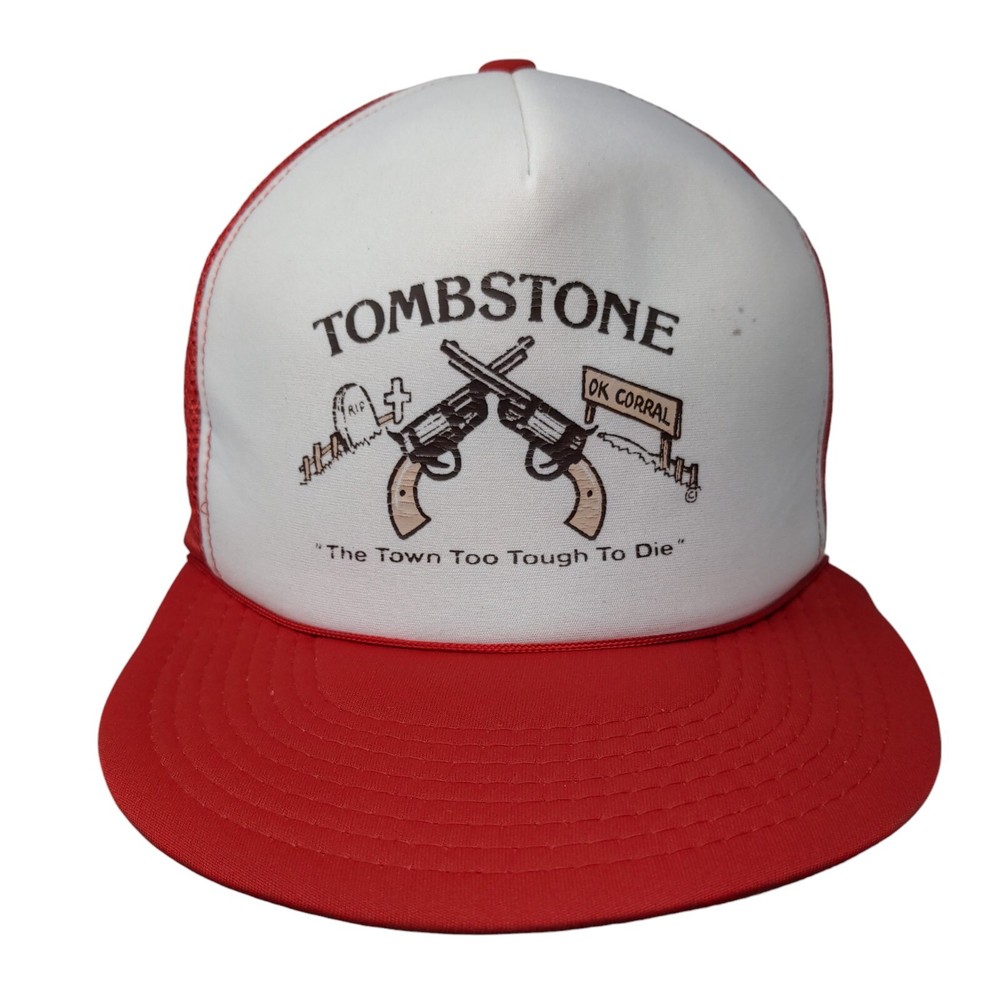 Tombstone Snapback Mesh Back Rope Trucker Hat Red OSFA Colorblock